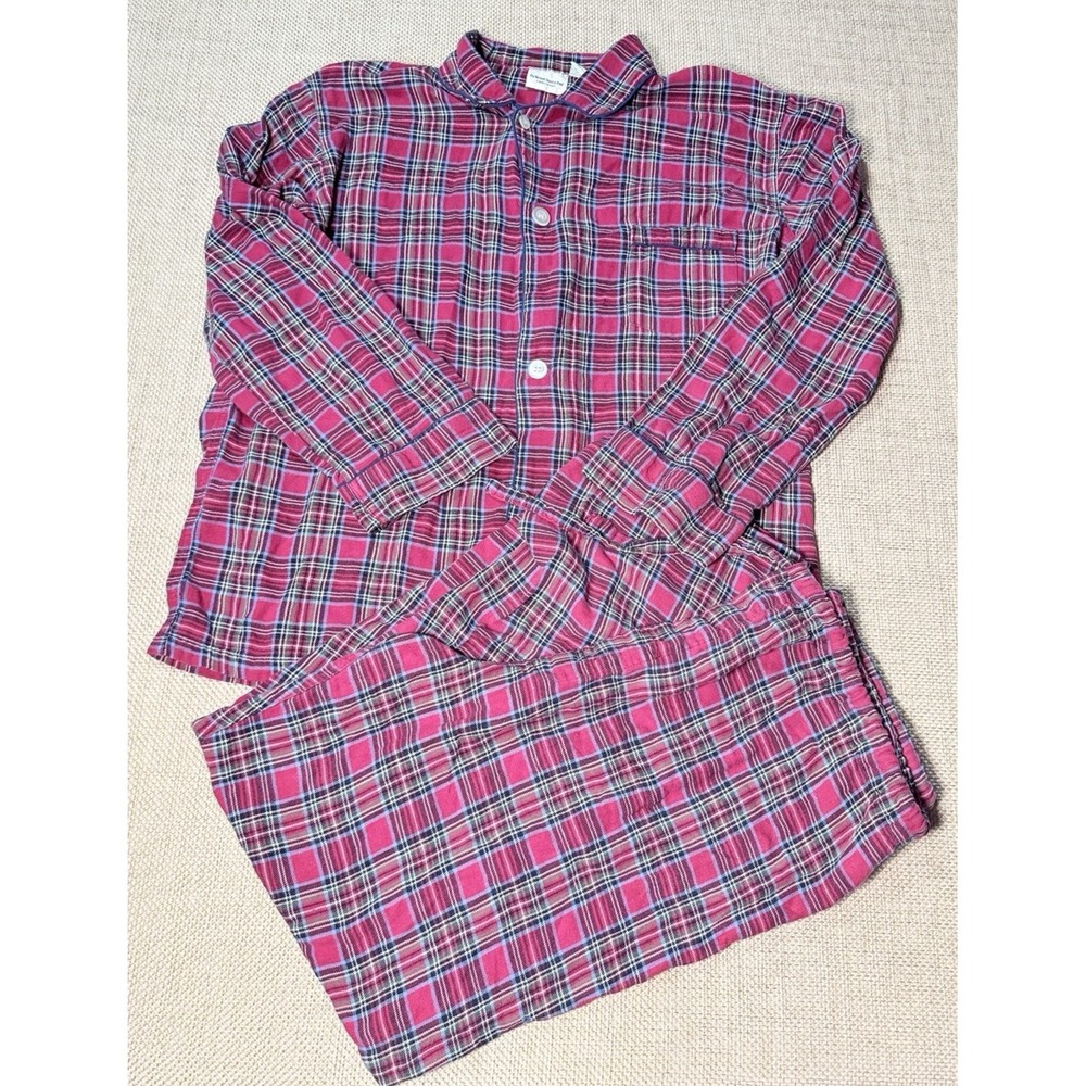 Vtg Vermont Country Store Plaid Pajama Set Mens L Red Tartan Button Top Pants